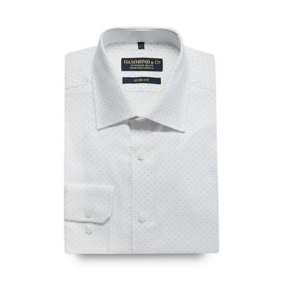 Big and tall white spot print slim fit shirt